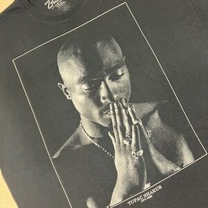 2Pac Tupac Shakur Black Praying Graphic T-Shirt Bravado Rap Hip Hop Mens 2XL XXL